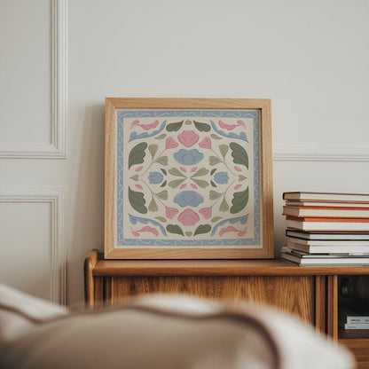 Pastel Floral Quilt Square Poster