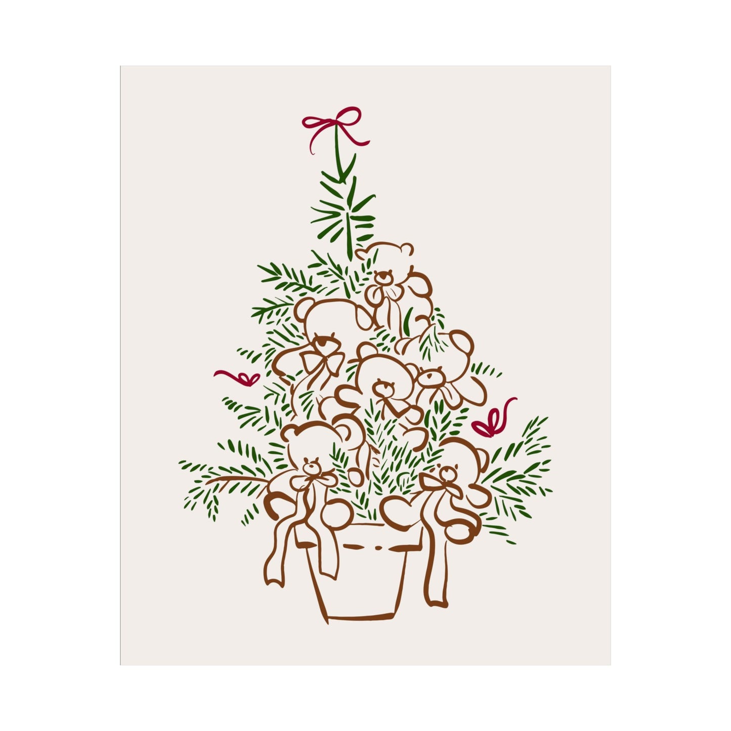 Teddy Bear Tree Christmas Poster
