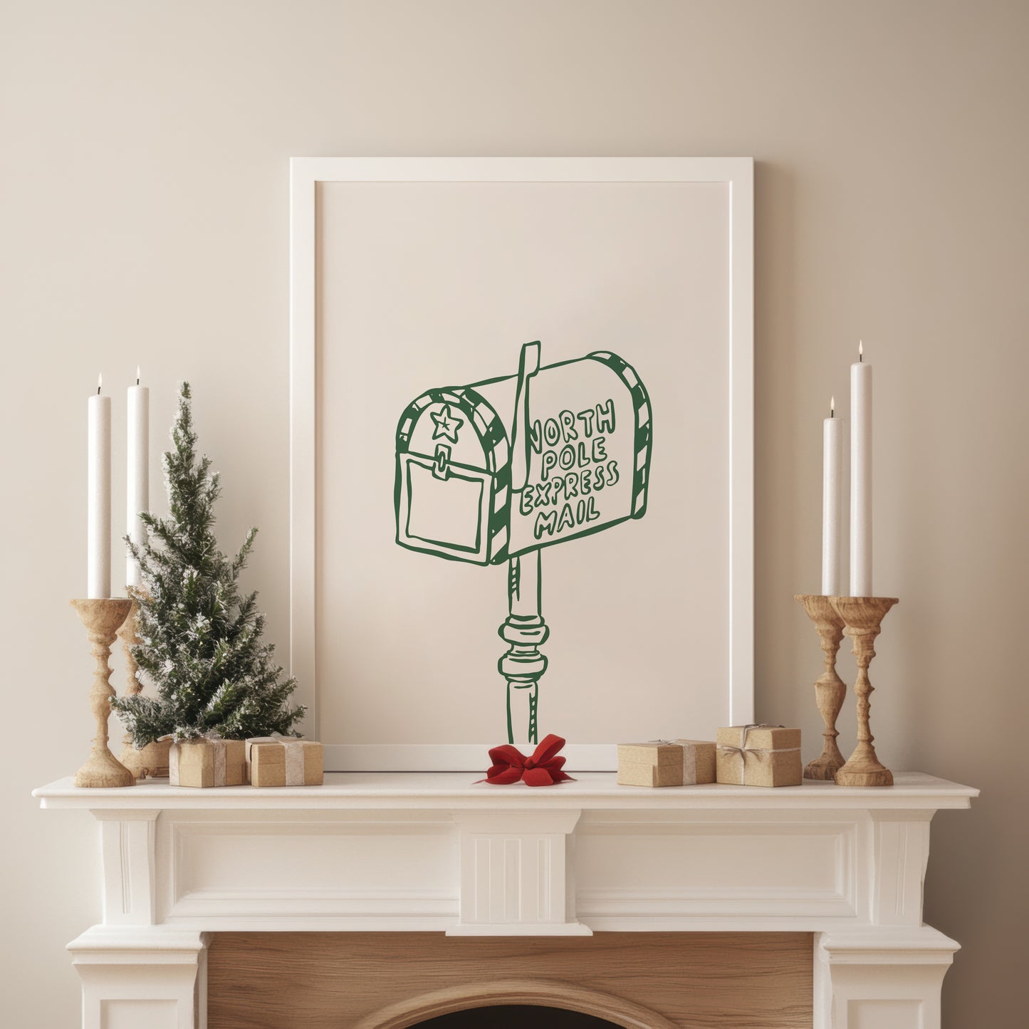 North Pole Mailbox Christmas Poster