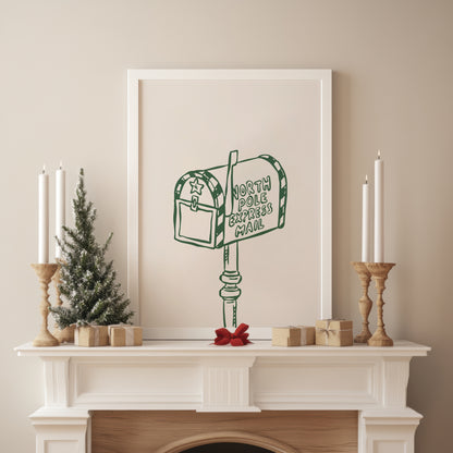 North Pole Mailbox Christmas Poster
