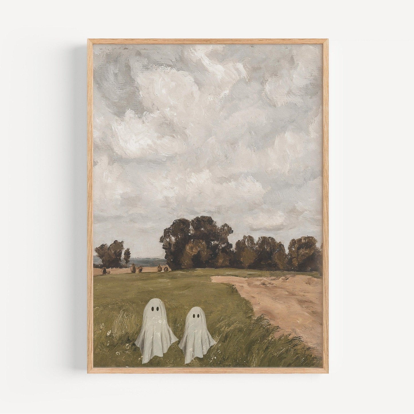 Vintage Farmhouse Ghost Halloween Poster