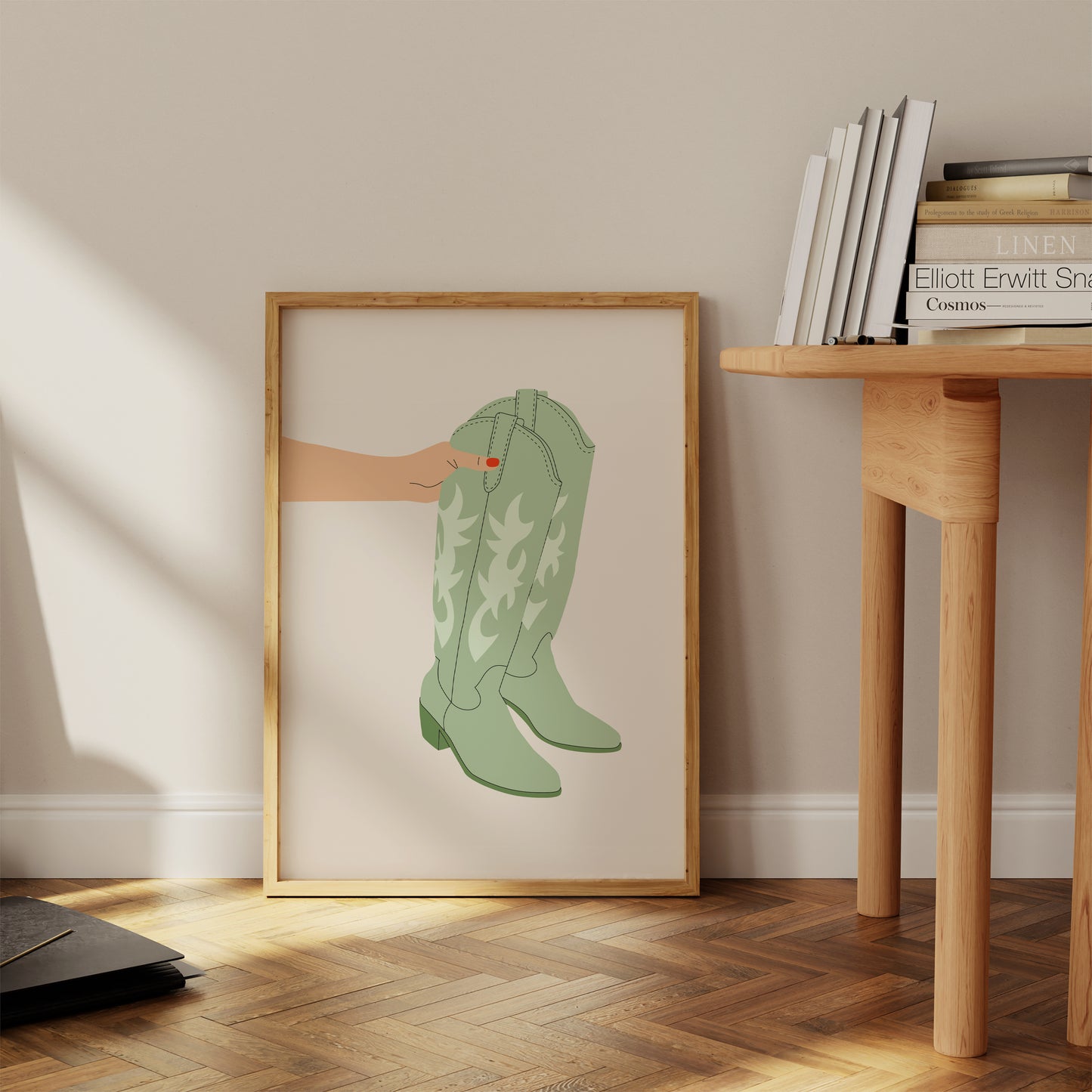 Western Sage Green Boots Poster