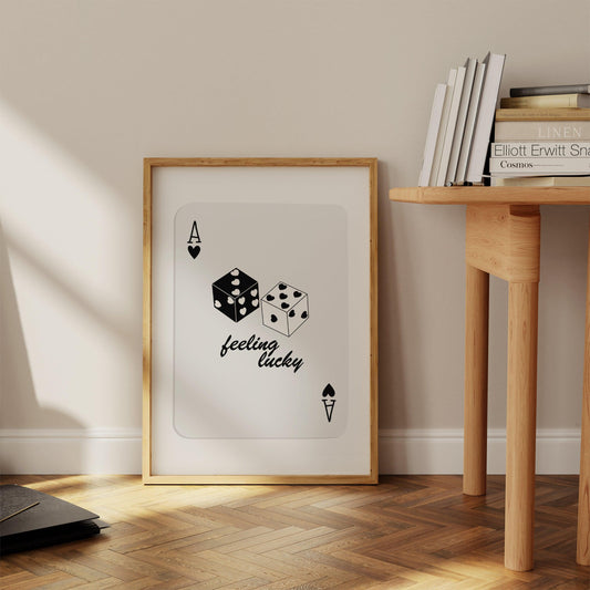 Lucky Dice Playing Cards Black Poster