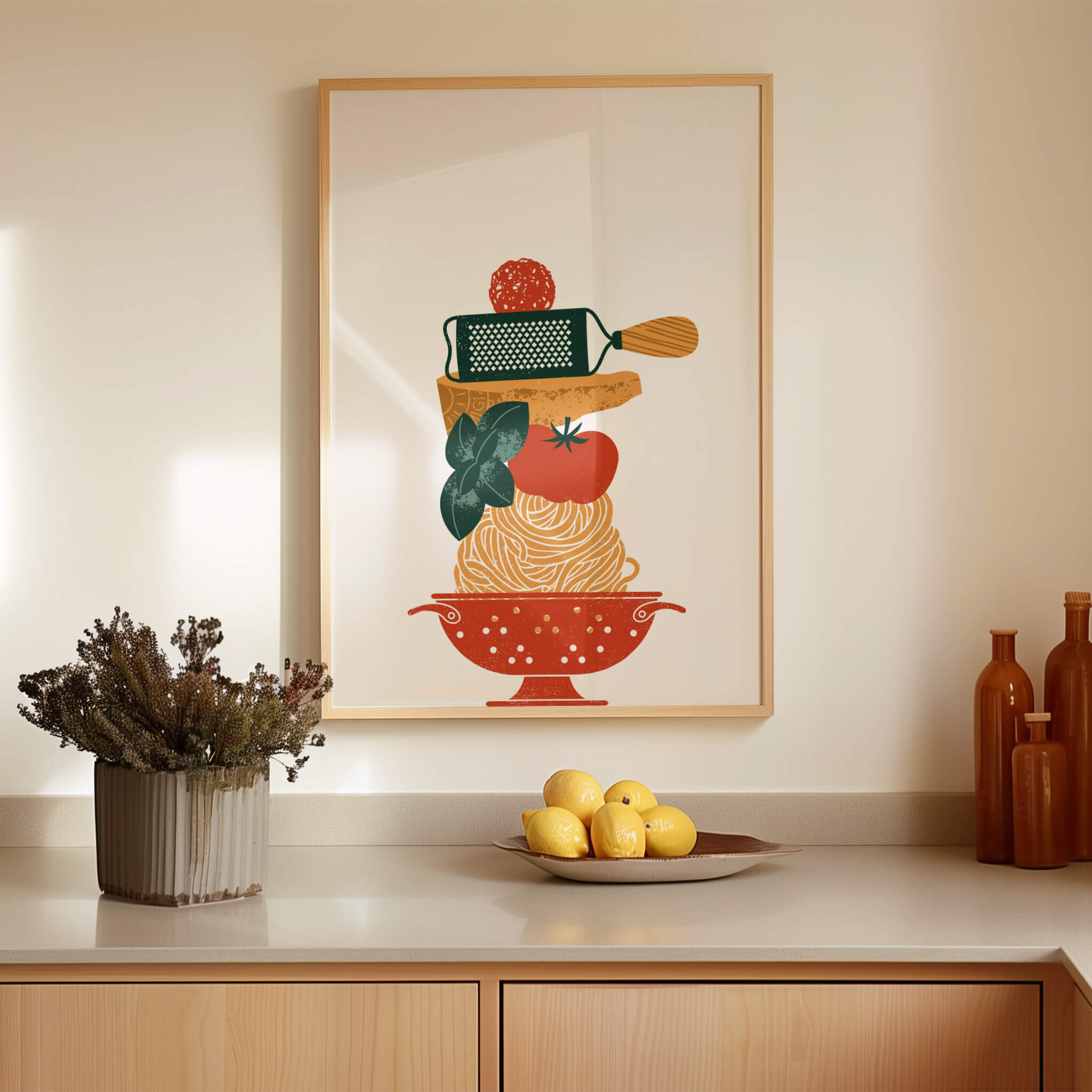 Pasta Ingredients Kitchen Poster