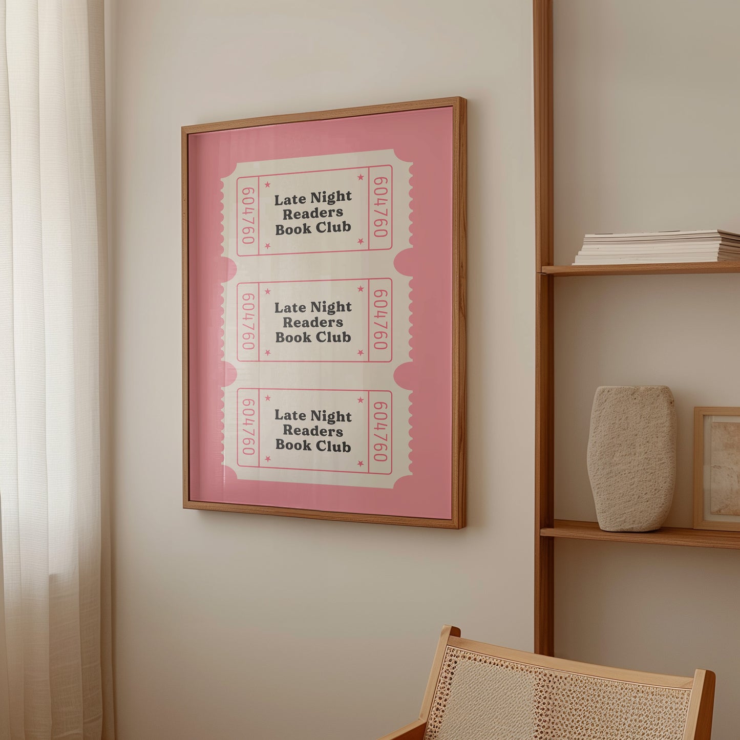 Pink Late Night Readers Library Card Poster