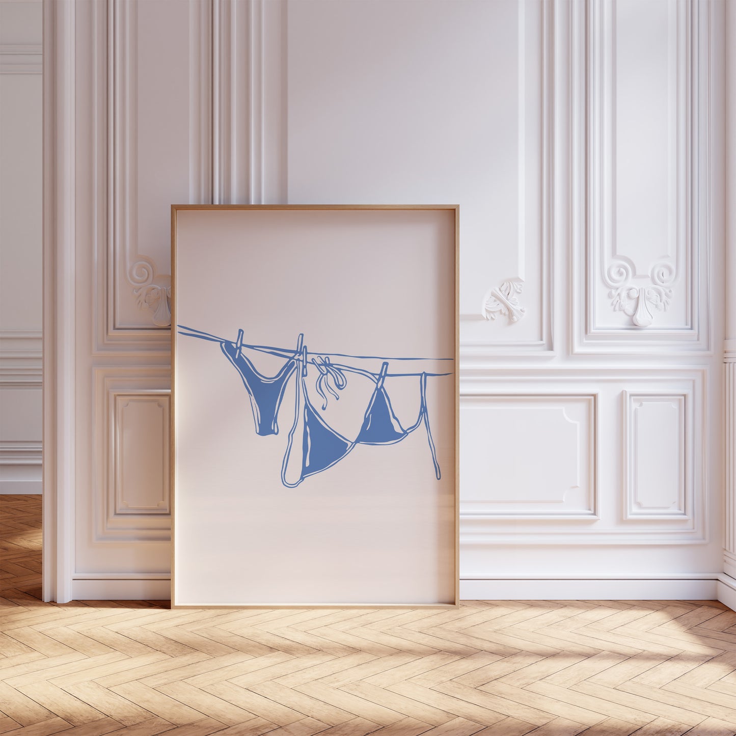 Light Blue Bikini On Clothesline Poster