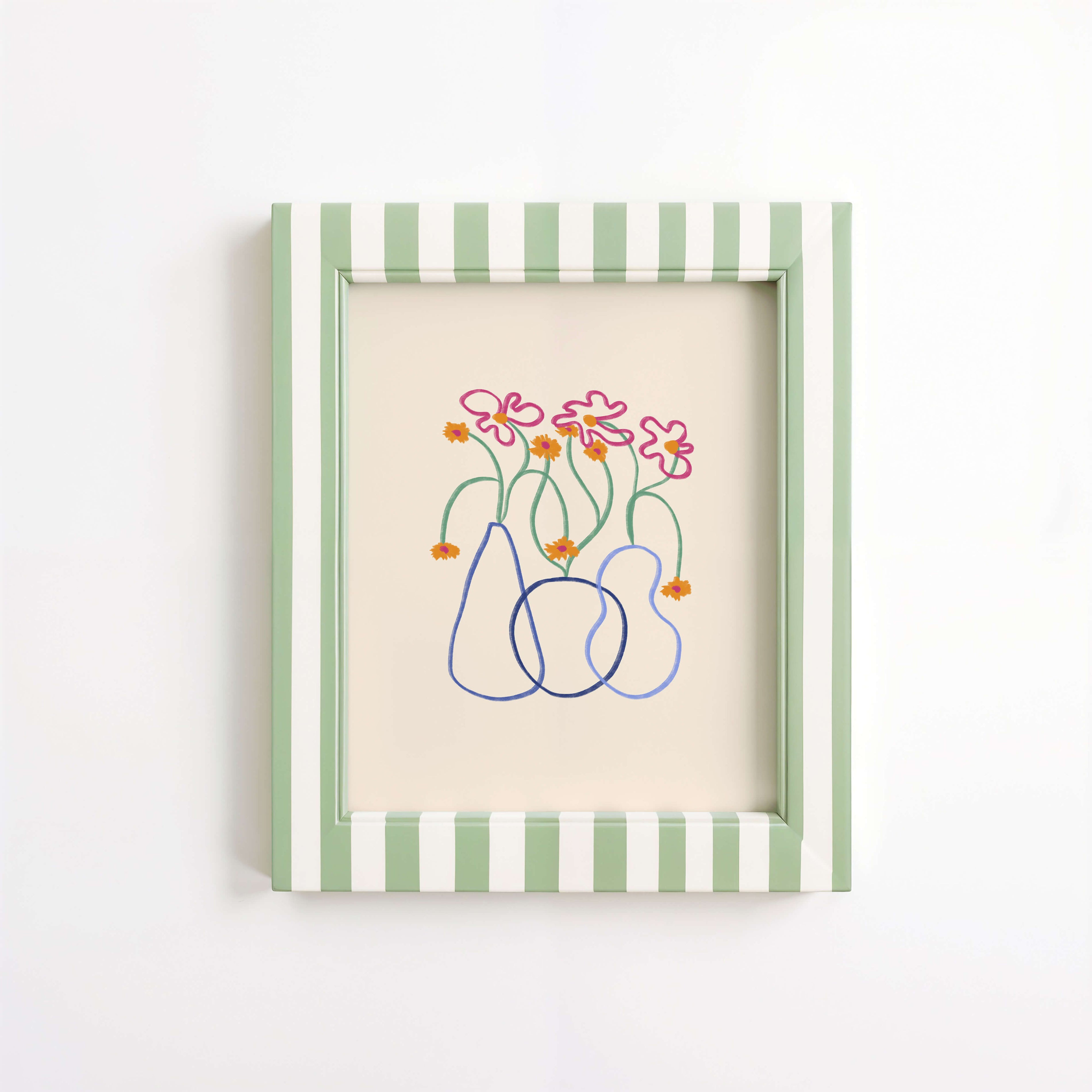 Hand Drawn Pink Flowers Vase
