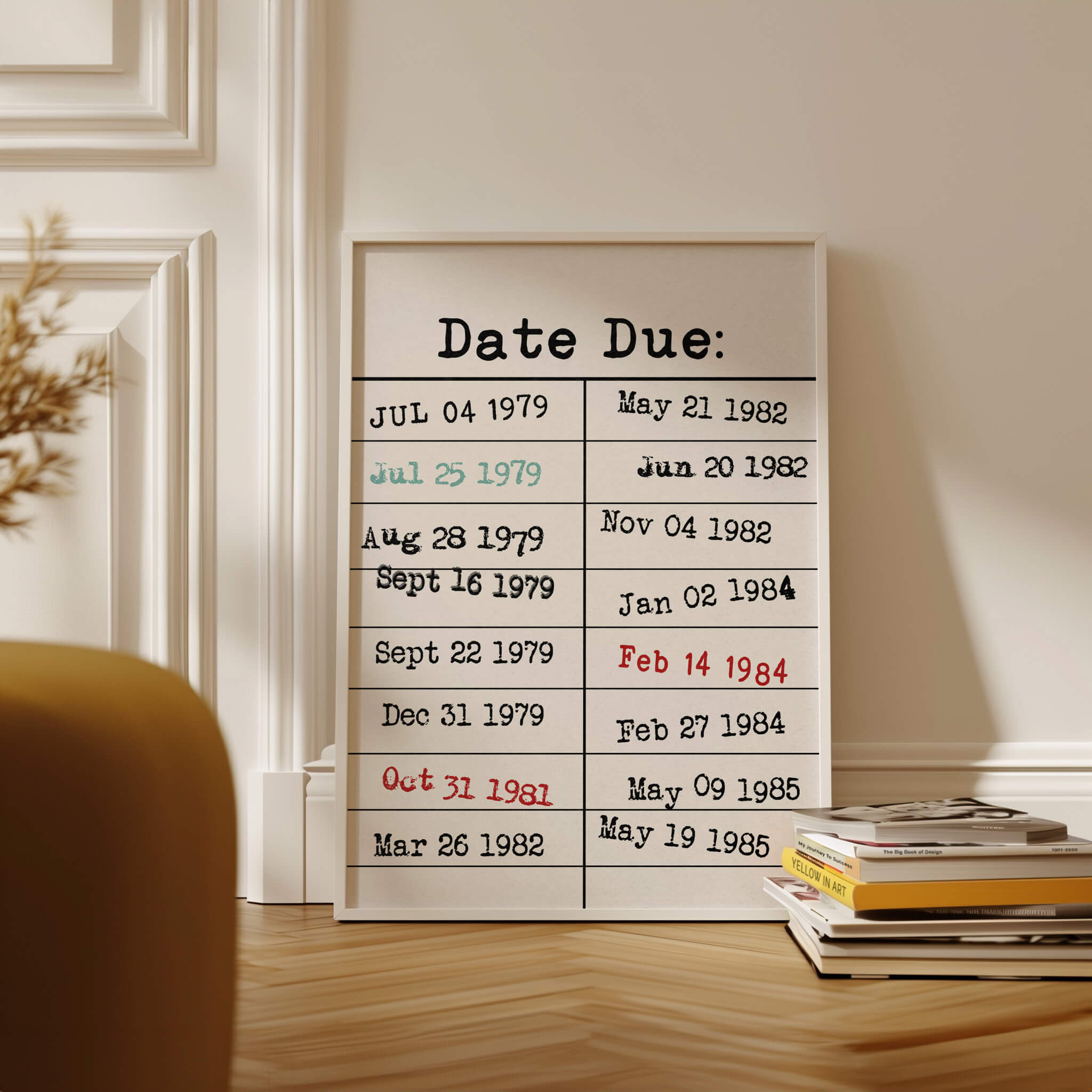 Vintage Date Due Library Card Poster