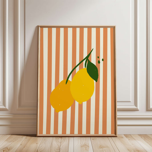 Lemons Striped Poster