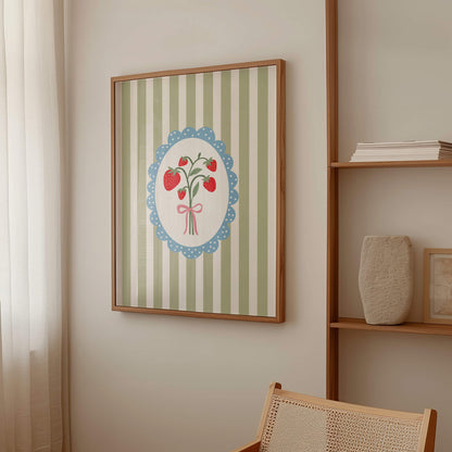 Strawberry Bouquet Striped Poster