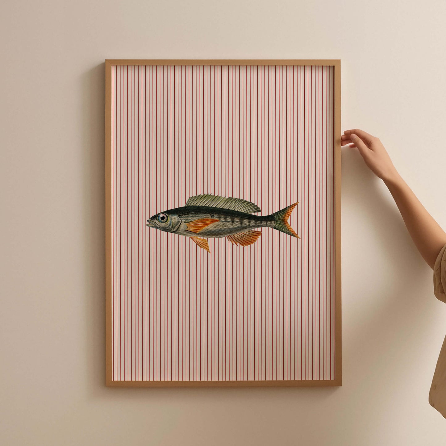 Fish Illustration Striped Poster