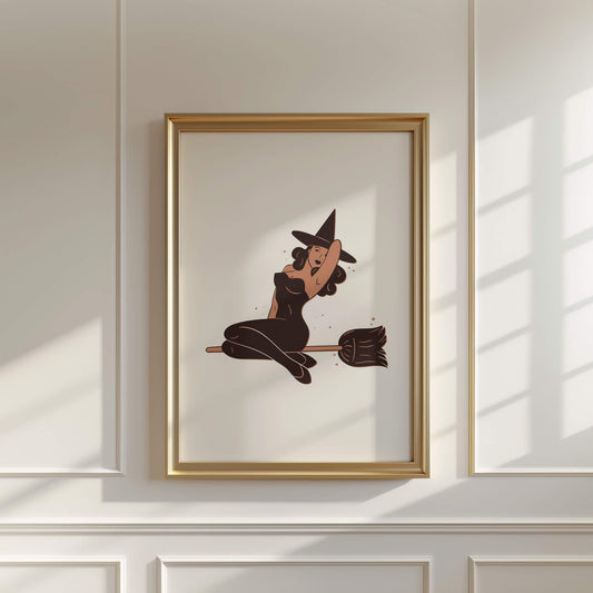 Retro Pin-Up Witch Poster