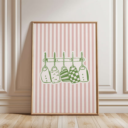 Pink Mugs Hanging Illustration Poster