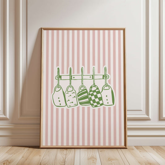 Pink Mugs Hanging Illustration Poster