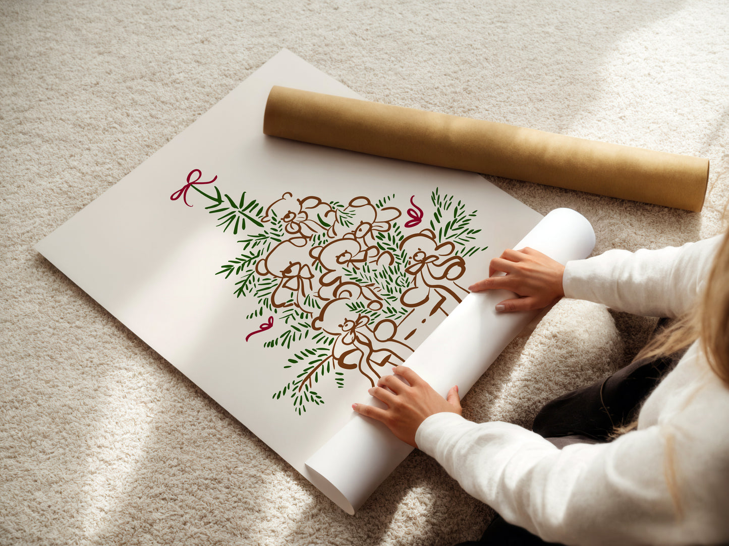 Teddy Bear Tree Christmas Poster