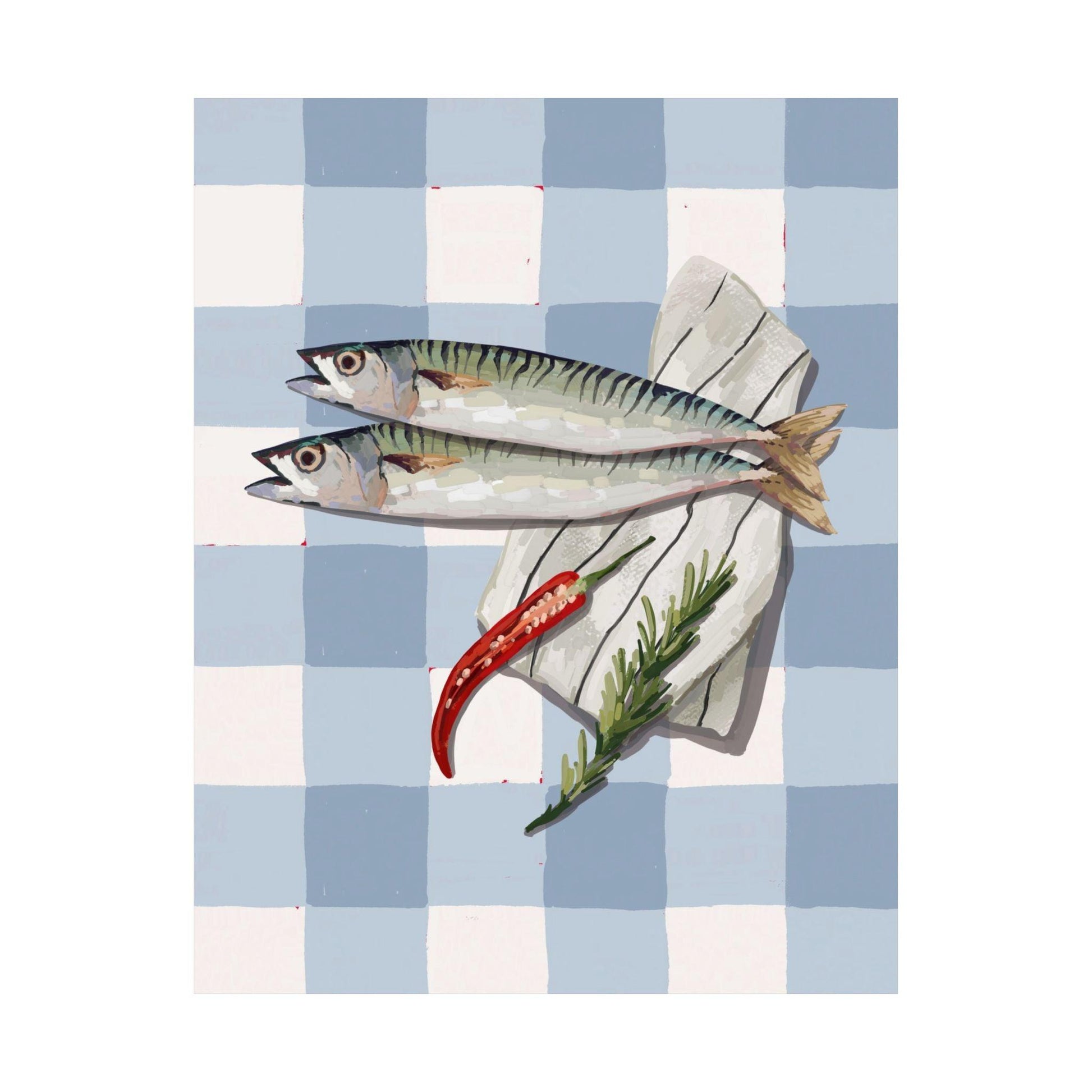 Checkered Sardines Kitchen Poster