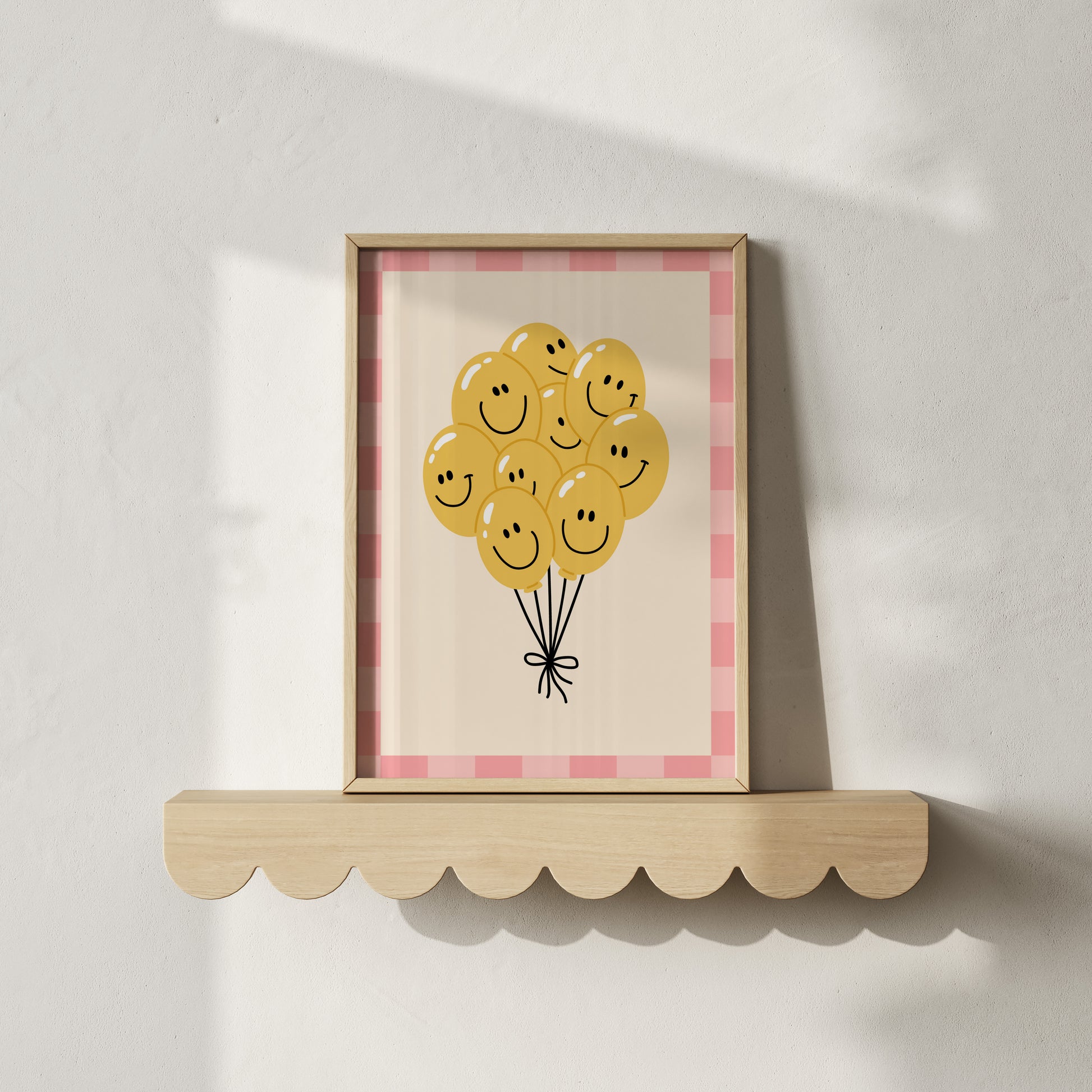 Happy Balloon Checkered Poster