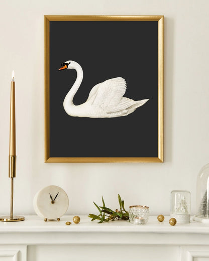 Swan Black Vintage Poster