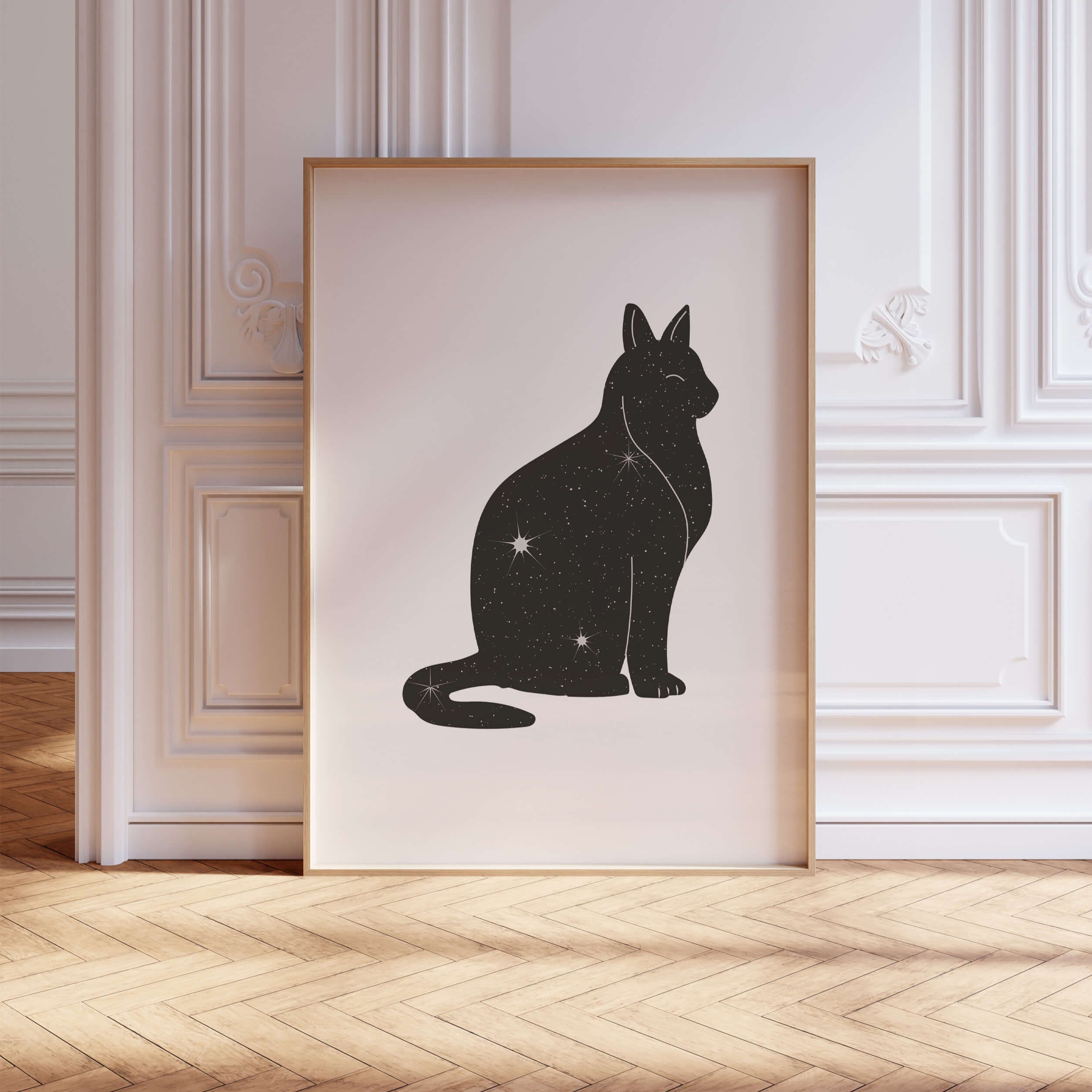 Starry Black Cat Poster