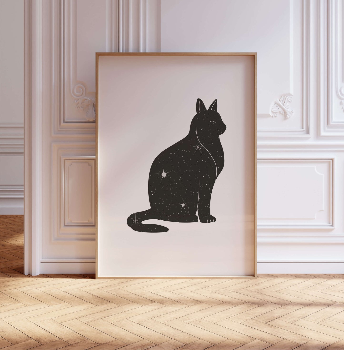 Starry Black Cat Poster