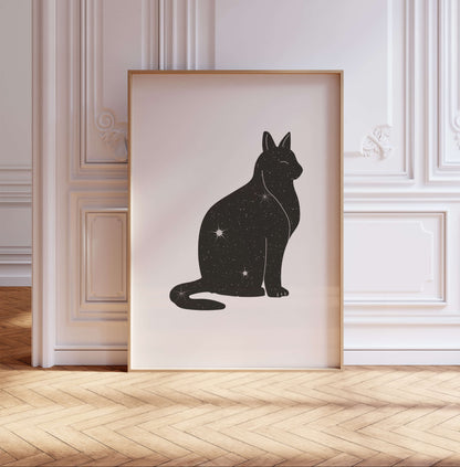 Starry Black Cat Poster