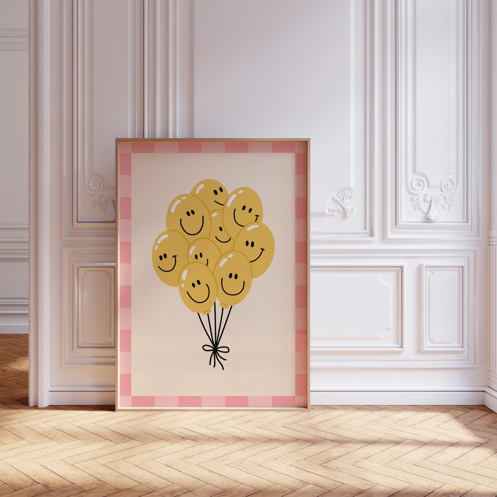 Happy Balloon Checkered Poster