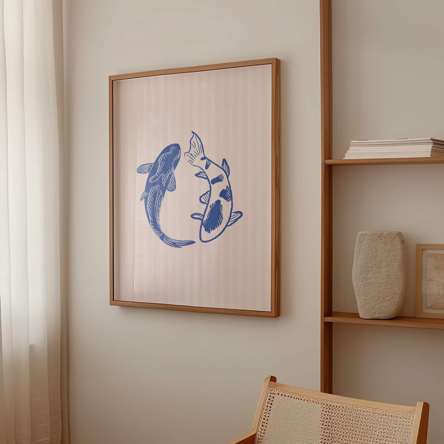 Yin and Yang Fish Striped Poster