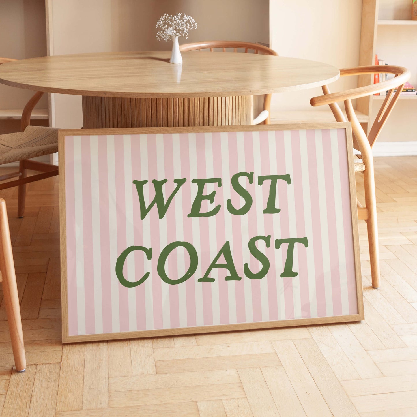 West Coast Striped Pink Poster