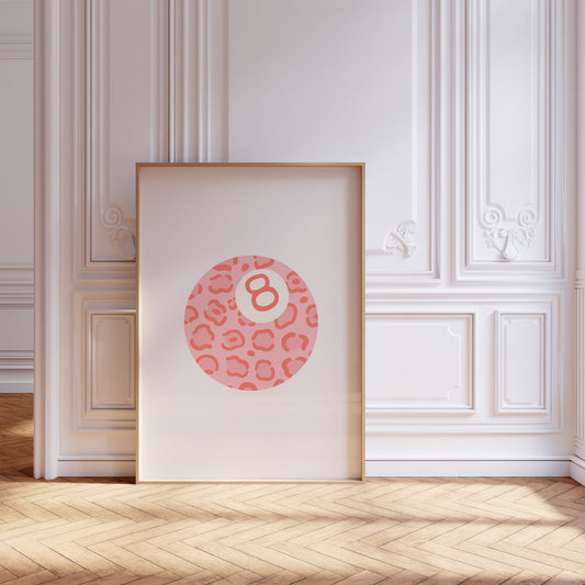 8 Ball Pink Leopard Poster