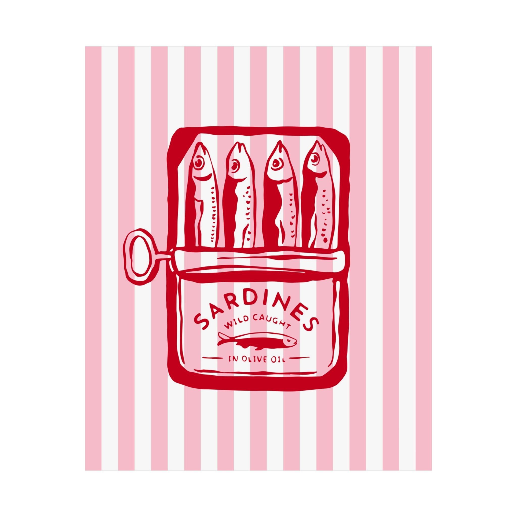 Sardines Red Striped Poster