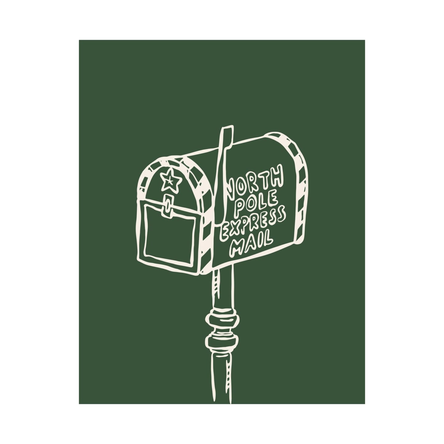 North Pole Mailbox Green Christmas Poster