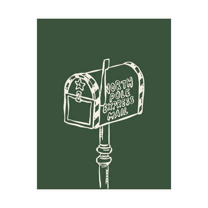 North Pole Mailbox Green Christmas Poster