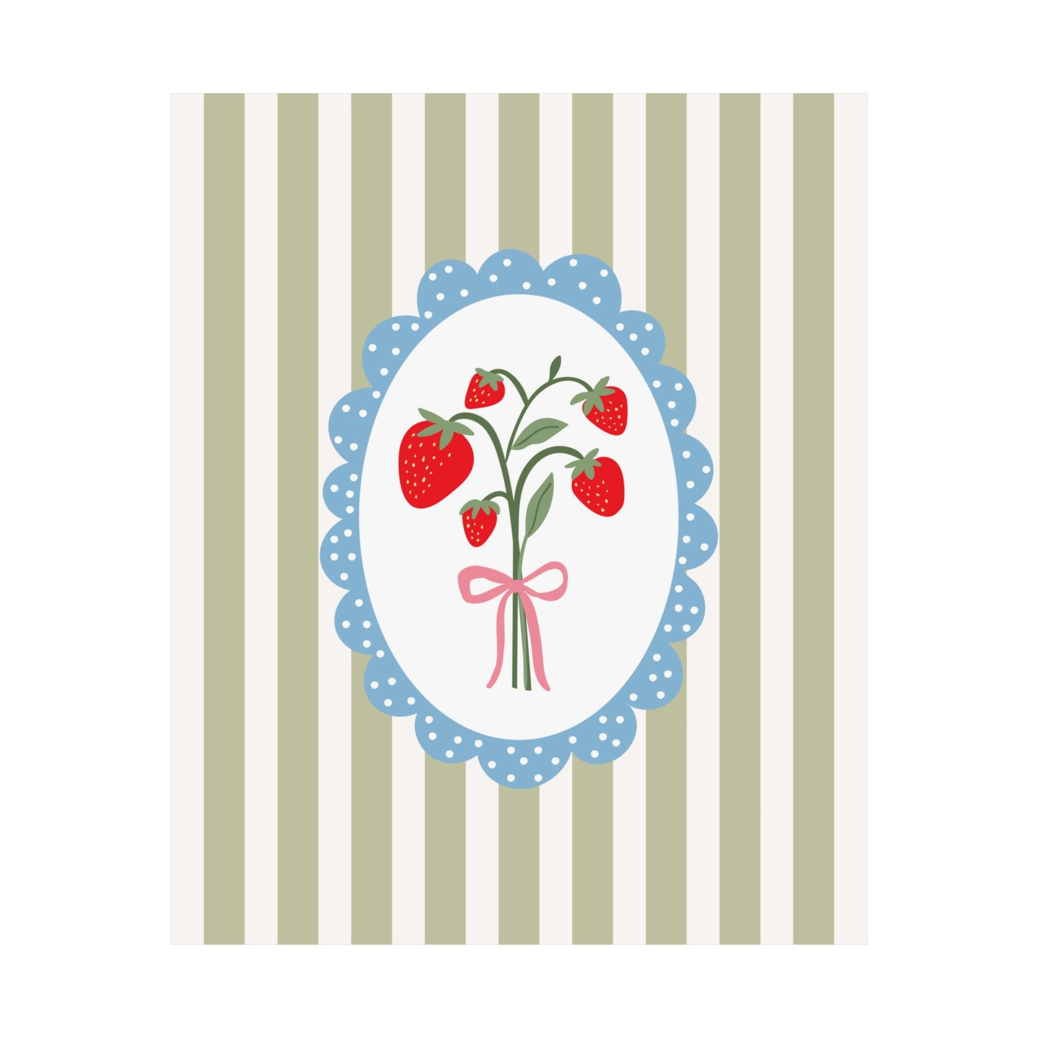 Strawberry Bouquet Striped Poster