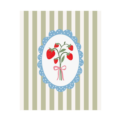 Strawberry Bouquet Striped Poster