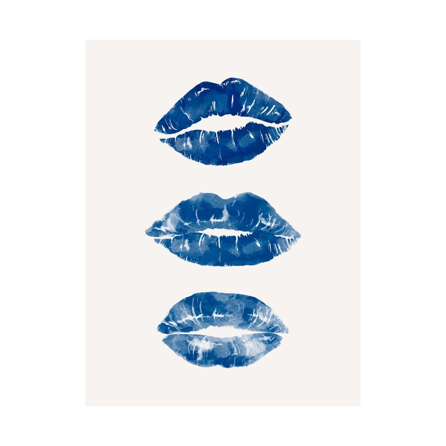 Lipstick Kisses Blue Poster