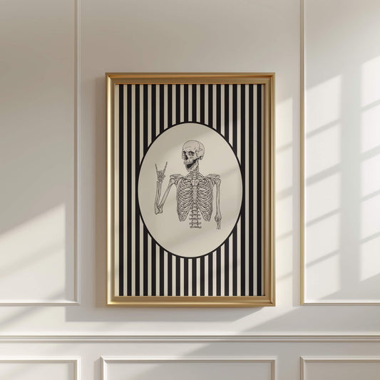 Vintage Skeleton Striped Poster