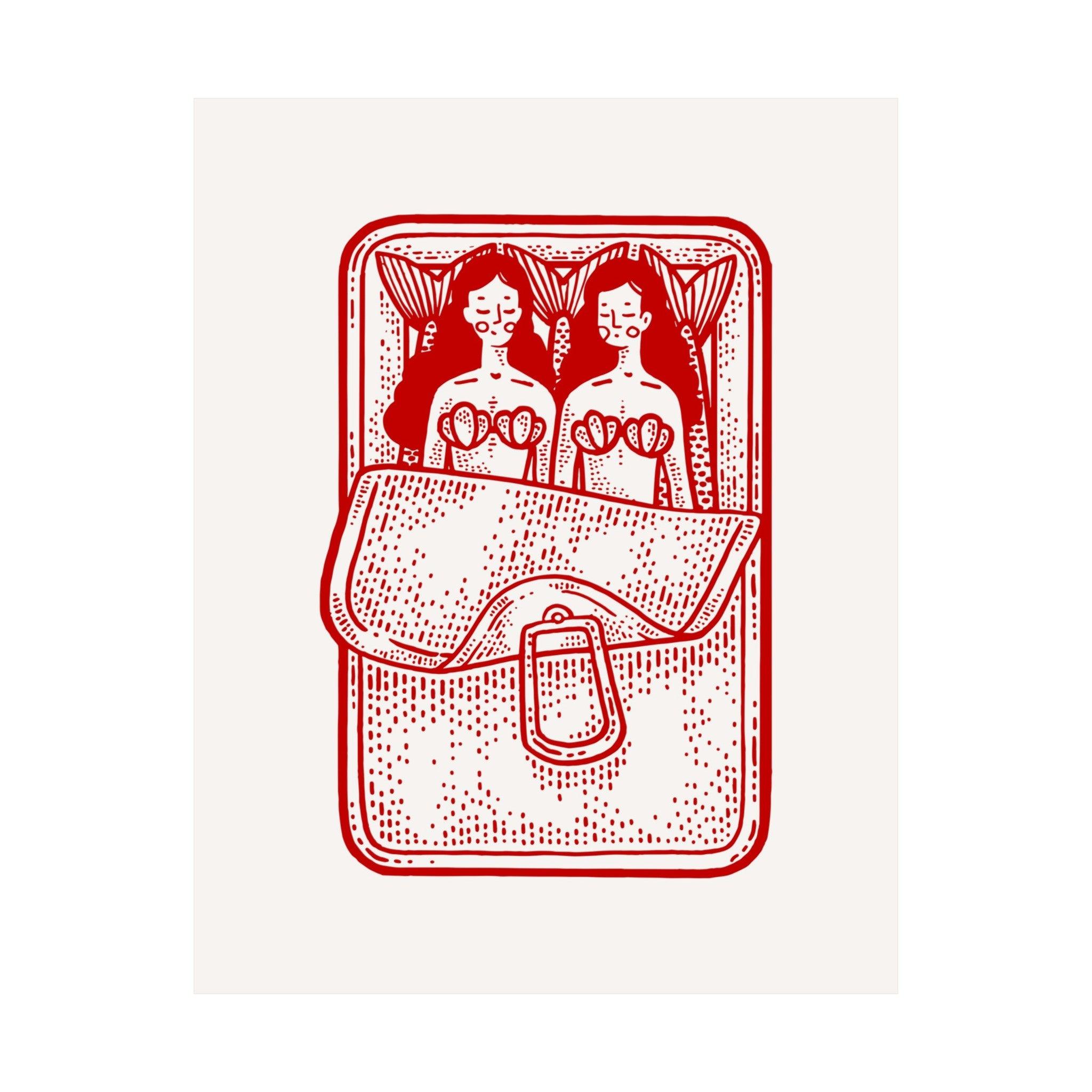 Mermaid Red Sardines Poster