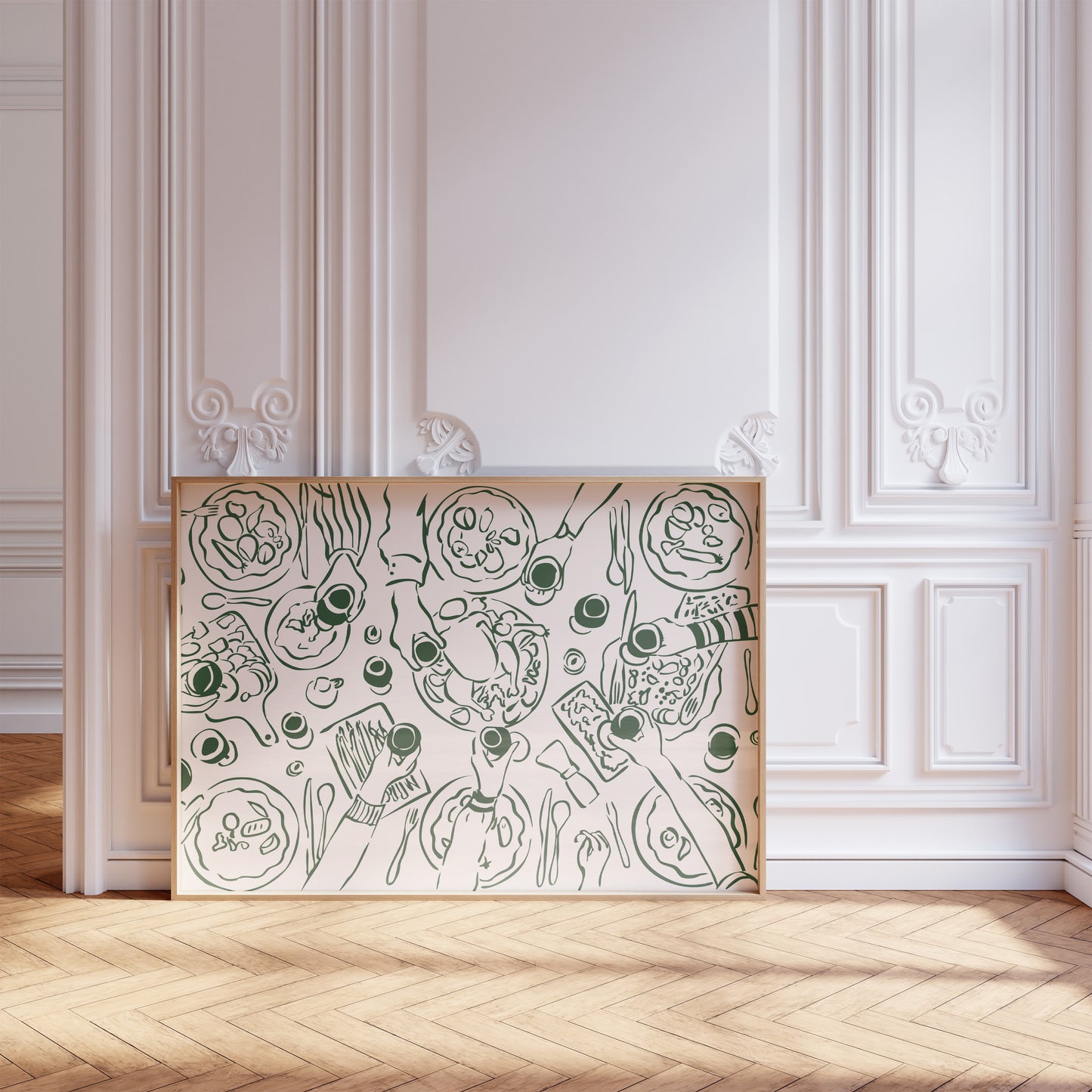 Dinner Party Horizontal Green Poster
