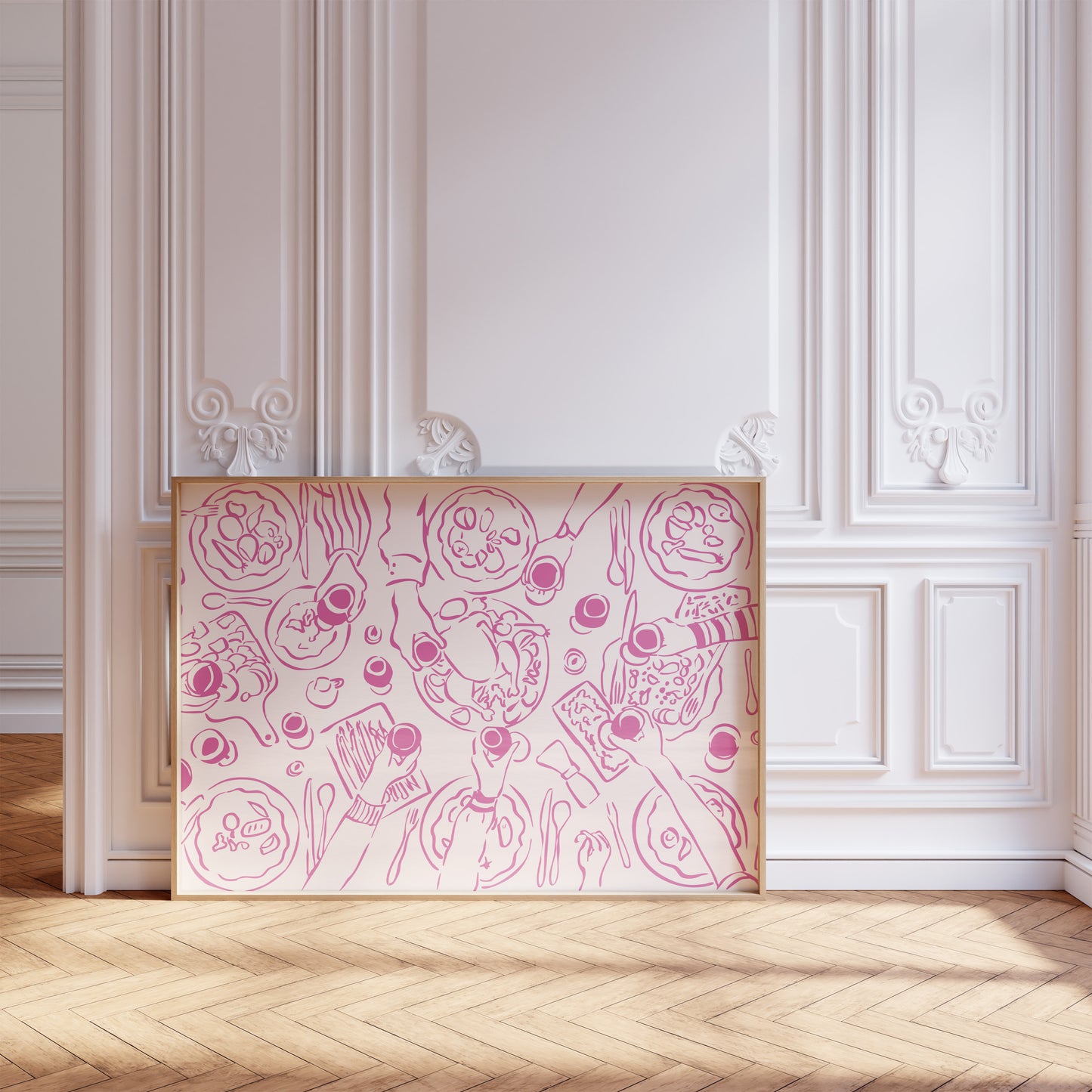 Dinner Party Horizontal Pink Poster