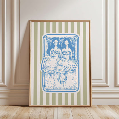 Striped Mermaid Sardines Poster