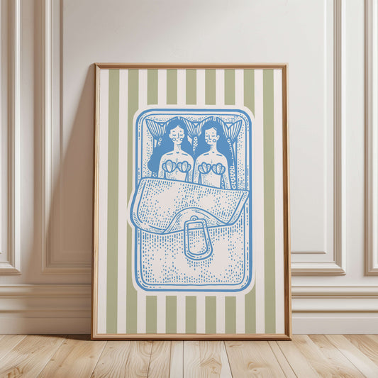 Striped Mermaid Sardines Poster