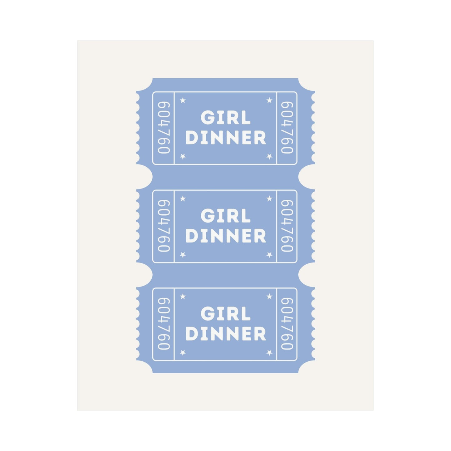 Girl Dinner Ticket Blue Poster