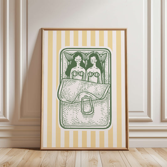Striped Mermaid Sardines Yellow Poster
