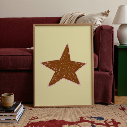 Hand Drawn Star Yellow Poster