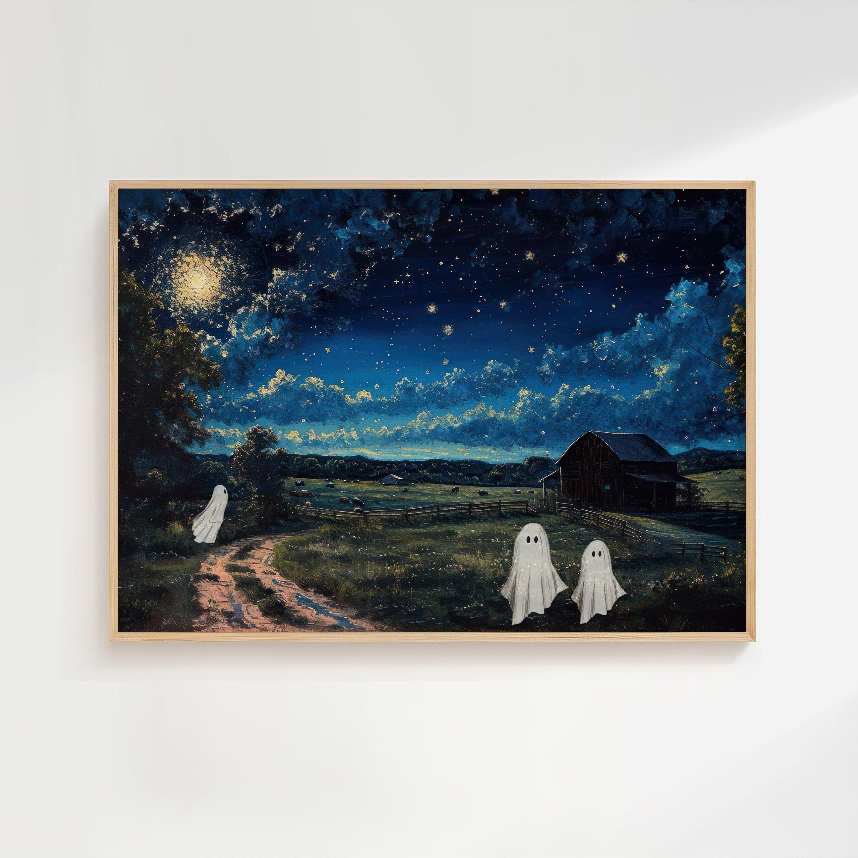 Ghost in Night Painting Landscape Poster