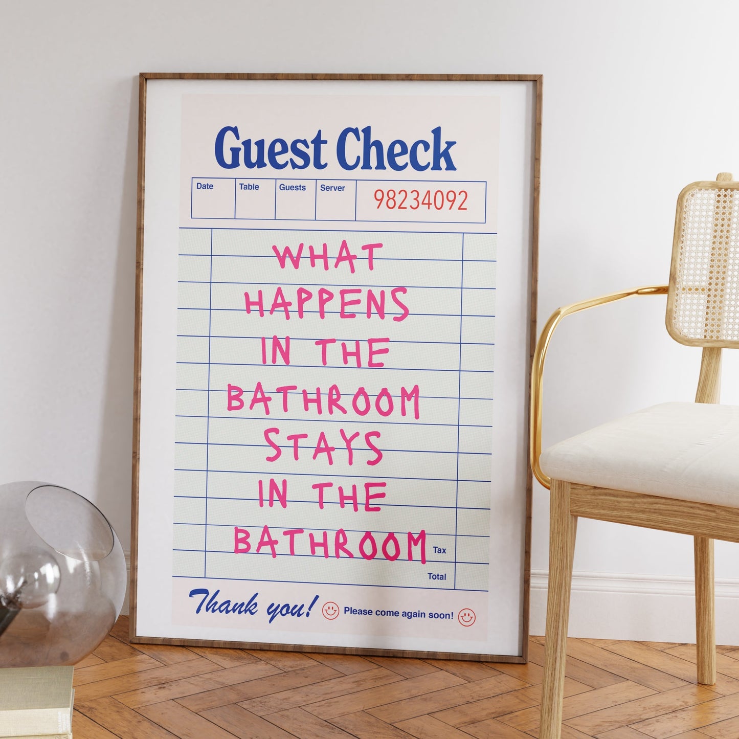 What Happens in the Bathroom Guest Check Poster