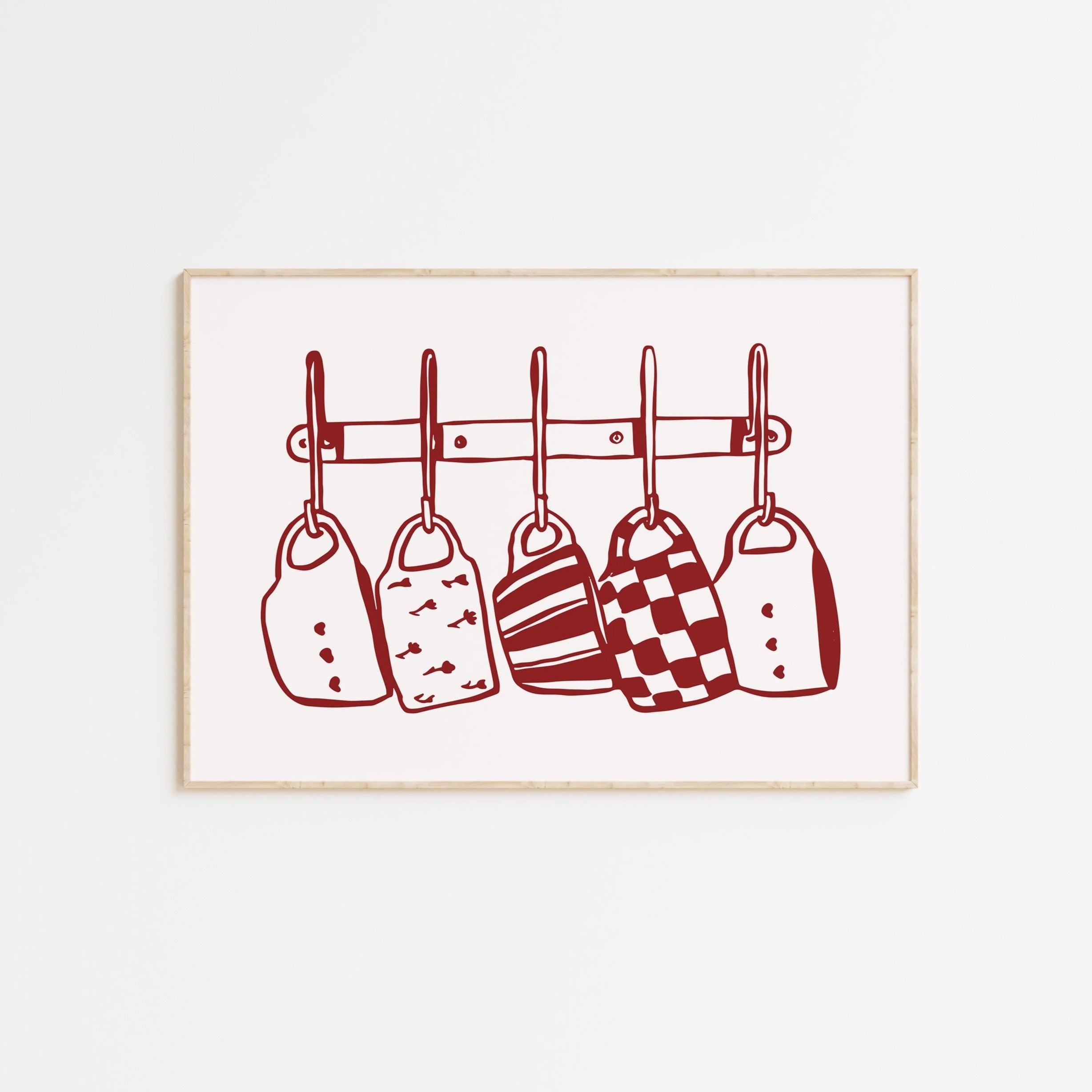 Kitchen Mugs Red Horizontal Poster