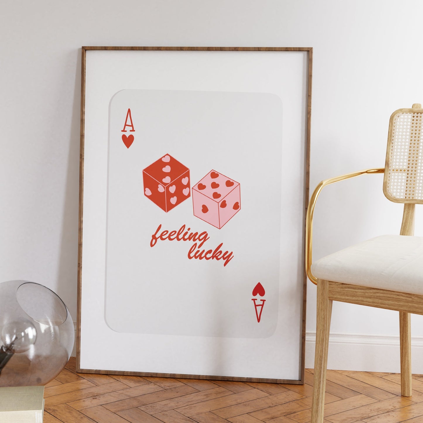 Luck Dice Playing Cards Red Poster
