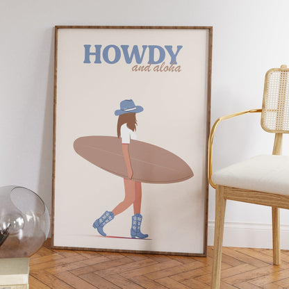 Howdy and Aloha Blue Poster