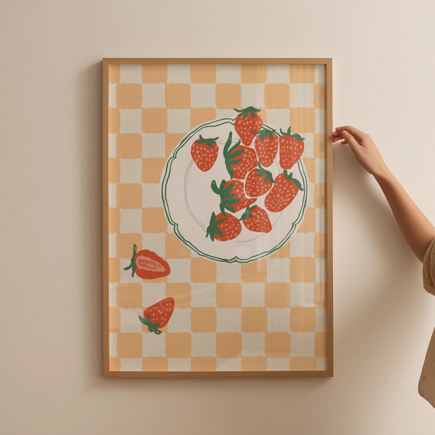 Strawberries Checkered Poster